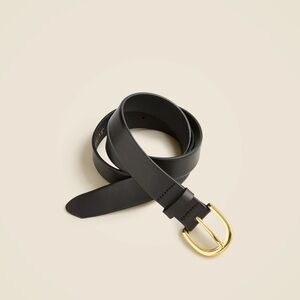 J. Crew Black Leather Belt with Gold Buckle